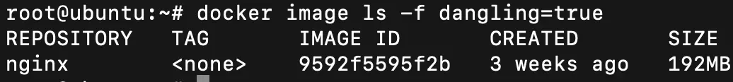 docker image ls -f dangling=true