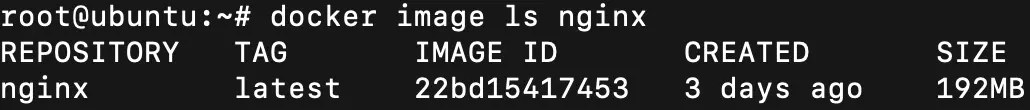 docker image ls nginx